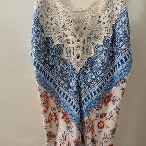 Bohemian Floral Crochet Nightgown NWT